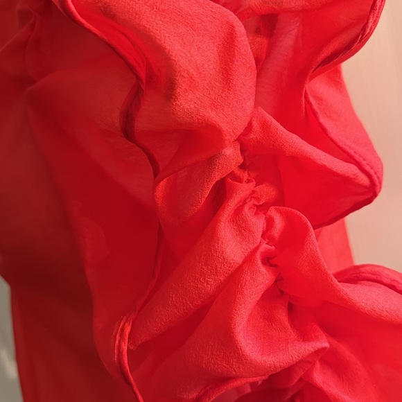 H&M Red Ruffle Top - Size US 10 - Picture 6 of 11